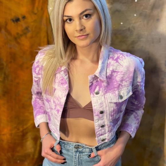 Hand embroidered + embellished jean style jacket - Picture 2 of 15